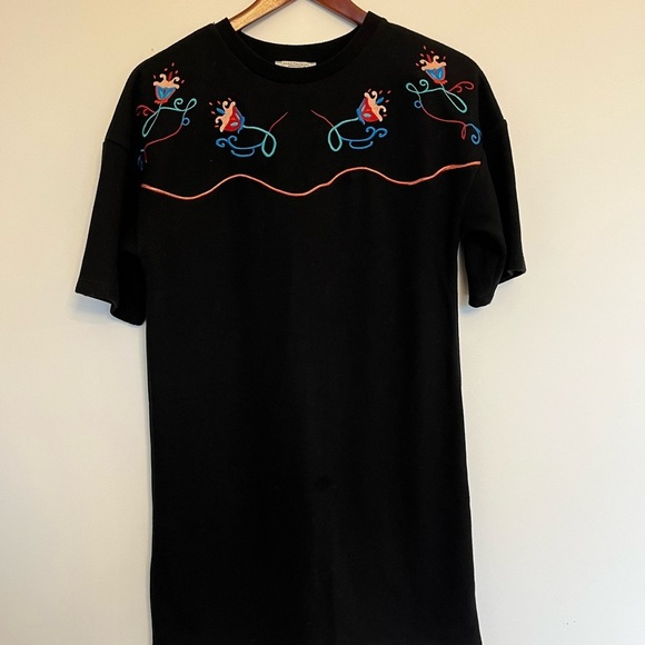 Zara autumn winter collection 17-18 Black embroidered dress size small - Picture 2 of 5
